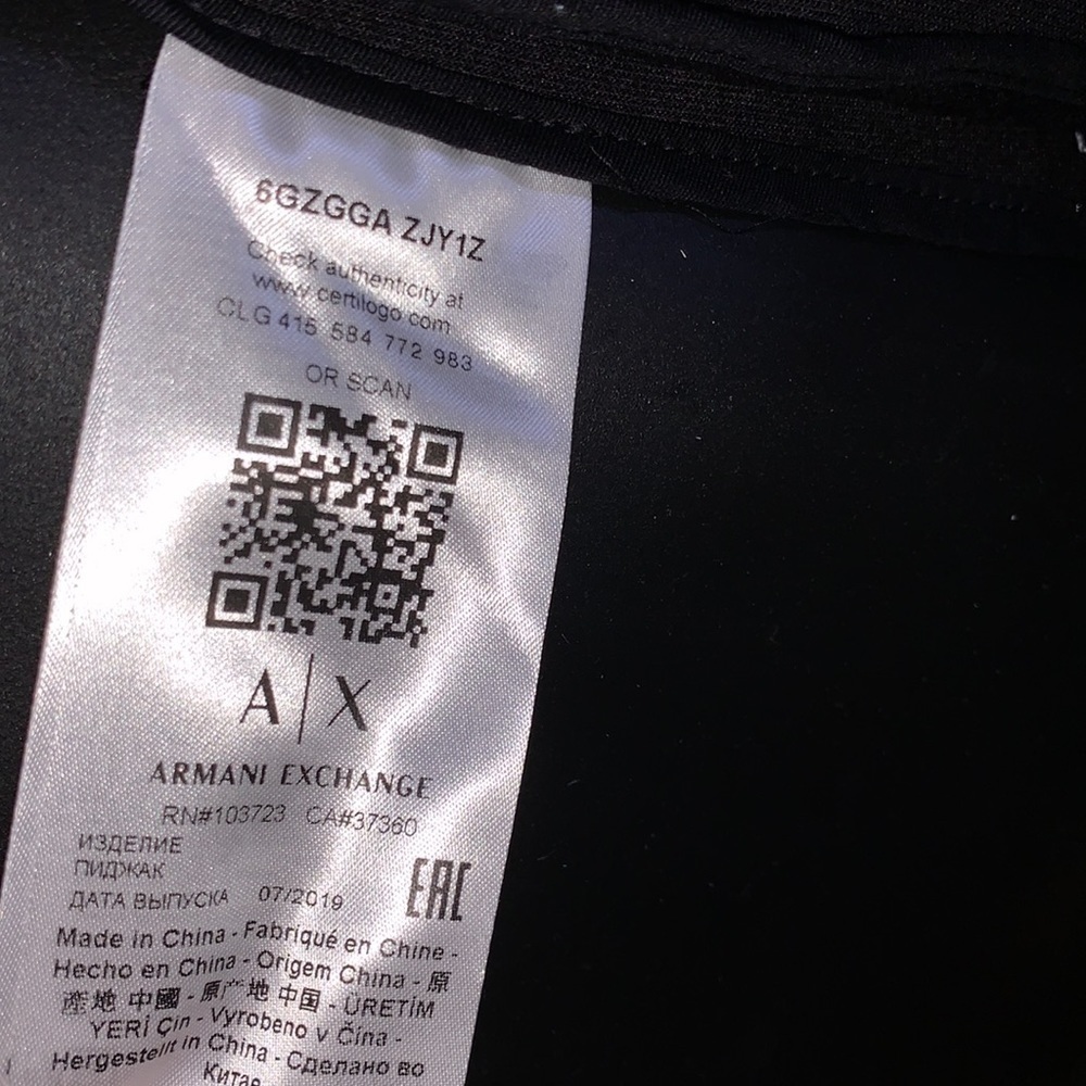 NWT AX Armani Exchange black blazer sweatshirt -S - Picture 6 of 6